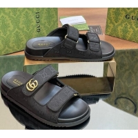 Best Price Gucci GG Canvas Flat Slides Sandal with Strap Black 05032