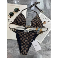 Trendy Design Celine Swimwear with Logo Chain 0618 Brown 2024