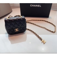 Buy New Cheap Chanel Quilted Lambskin Chain Mini Belt Bag 051002 Black 2024