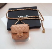 Good Looking Chanel Quilted Lambskin Chain Mini Belt Bag 051002 Beige 2024