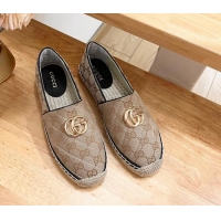 Best Product Gucci Quilted Canvas Espadrilles Flat with GG Beige/Black 05071