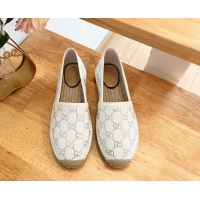 Popular Style Gucci Strass GG Canvas Espadrilles Flat White 05079