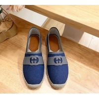 Trendy Design Gucci GG Denim Espadrilles Flat with Interlocking G Blue 605086