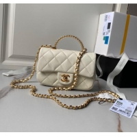 Promotional Chanel Mini Flap Bag with Top Handle AS4847 White 2024