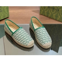 Purchase Gucci GG Jacquard Espadrilles Flat Green 05102