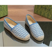 Most Popular Gucci GG Jacquard Espadrilles Flat Blue 05103