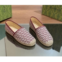 Low Price Gucci GG Jacquard Espadrilles Flat Burgundy 05104