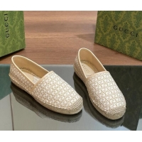 Top Design Gucci GG Jacquard Espadrilles Flat Beige 05105