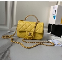 Big Discount Chanel Mini Flap Bag with Top Handle AS4847 Yellow 2024