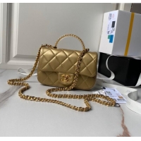 New Style Chanel Mini Flap Bag with Top Handle AS4847 Gold 2024