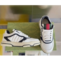 Popular Style Gucci Re-Web Sneakers in Patchwork Leather White/Black 605147