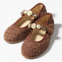 Buy Cheap Chanel Tweed Mary Janes Round Toe CH0256 Brown