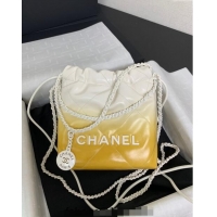 Inexpensive Chanel 22 Patent Gradient Calfskin & Lacquered Metal Mini Shopping Bag AS3980 White/Yellow 2024