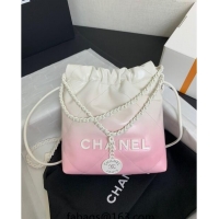 Grade Quality Chanel 22 Patent Gradient Calfskin & Lacquered Metal Mini Shopping Bag AS3980 White/Light Pink 2024