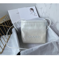 Super Quality Chanel 22 Patent Gradient Calfskin & Lacquered Metal Mini Shopping Bag AS3980 White/Light Grey 2024