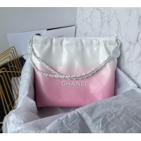 Promotional Chanel 22 Patent Gradient Calfskin & Lacquered Metal Small Shopping Bag AS3260 White/Light Pink 2024