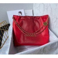 Traditional Specials Chanel 22 Shiny Calfskin Small Shopping Bag AS3260 Red 2024