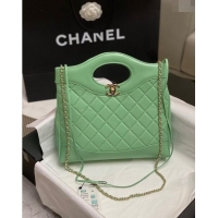 Promotional Chanel 31 Shiny Lambskin Small Shopping bag AS4853 Light Green 2024