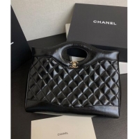 Super Quality Chanel 31 Shiny Lambskin East-West Shopping bag AS4854 Black 2024