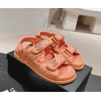 Popular Style Chanel Quilted Lambskin Strap Flat Sandals with Chain CC Peachy Pink 601026