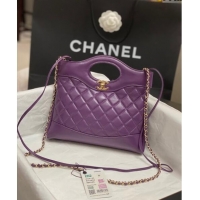 Good Quality Chanel 31 Bag Shiny Lambskin Mini Shopping Bag AS4133 Dark Purple 2024