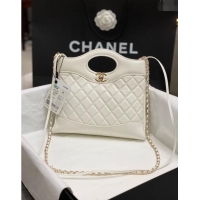 Big Discount Chanel 31 Bag Shiny Lambskin Mini Shopping Bag AS4133 White 2024