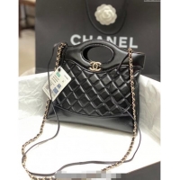 Top Quality Chanel 31 Bag Shiny Lambskin Mini Shopping Bag AS4133 Black 2024