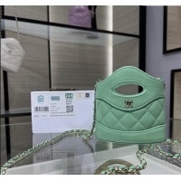 Inexpensive Chanel Shiny Lambskin Clutch with Chain AP3924 Light Green 2024