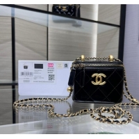 Modern Classic Chanel Shiny Calfskin Mini Clutch with Chain and Gold-Tone Balls AP2292 Black 2024