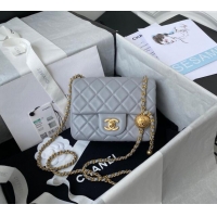 Hot Style Chanel Lambskin Mini Square Flap Bag with Gold-Tone Metal Ball AS1786 Light Grey 2024