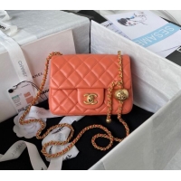 Luxury Classic Chanel Lambskin Mini Square Flap Bag with Gold-Tone Metal Ball AS1786 Orange 2024