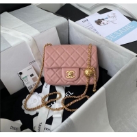 Top Quality Chanel Lambskin Mini Square Flap Bag with Gold-Tone Metal Ball AS1786 Pink 2024