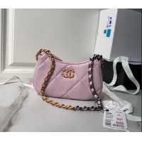 Fashion Luxury Chanel 19 Calfskin Clutch with Short Chain AP3763 Light Purple 2024