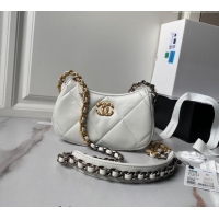 Wholesale Best Chanel 19 Calfskin Clutch with Long Chain AP3763 White 2024