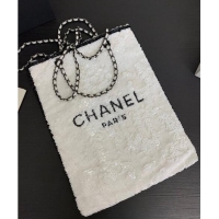 Top Quality Chanel Sequins & Black Metal Shopping bag AS4856 White/Black 2024