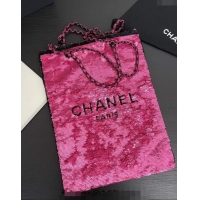 Luxury Cheap Chanel Sequins & Black Metal Shopping bag AS4856 Dark Pink/Black 2024