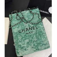 New Arrivals Chanel Sequins & Black Metal Shopping bag AS4856 Green/Black 2024