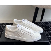 Top Grade Chanel CC White Calfskin Sneakers White 601101