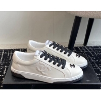 Durable Chanel CC White Calfskin Sneakers Black 601104