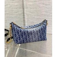 Buy Luxury Dior Diorstar Hobo Bag with Chain in Denim Dior Oblique Jacquard CD4074 Blue 2024