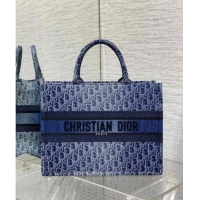 Best Product Dior Medium Book Tote Bag in Denim Dior Oblique Jacquard CD4078 Blue 2024