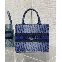 Most Popular Dior Small Book Tote Bag in Denim Dior Oblique Jacquard CD4079 Blue 2024