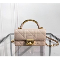 Luxury Cheap Dior Mini Dior Ange Top handle Bag in Macrocannage Calfskin CD4087 Beige 2024