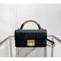 Luxurious Dior Mini Dior Ange Top handle Bag in Macrocannage Calfskin CD4087 Black 2024