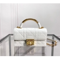 Luxurious Dior Mini Dior Ange Top handle Bag in Macrocannage Calfskin CD4087 White 2024