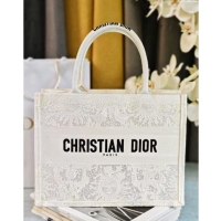 Top Grade Dior Medium Book Tote Bag  in Toile de Jouy Soleil Macrame CD2801 White 2024