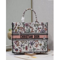 Buy Grade Dior Large Book Tote Bag in Multicolor Dior Herbarium Embroidery CD2803 White 2024