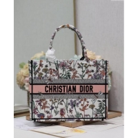 Buy Classic Dior Medium Book Tote Bag in Multicolor Dior Herbarium Embroidery CD2804 White 2024