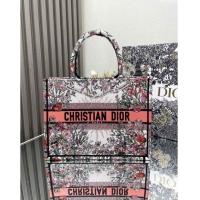 New Cheap Dior Medium Book Tote Bag in Ecru Multicolor Dior 4 Saisons Printemps Soleil CD2804 Pink 2024