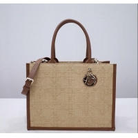 Buy Fashionable Dior Medium Book Tote Bag in Cannage Raffia CD2814 Beige 2024